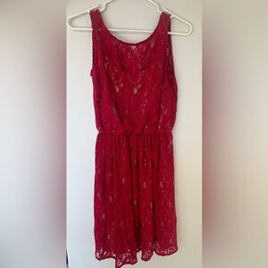 Aqua Crimson Lace Dress